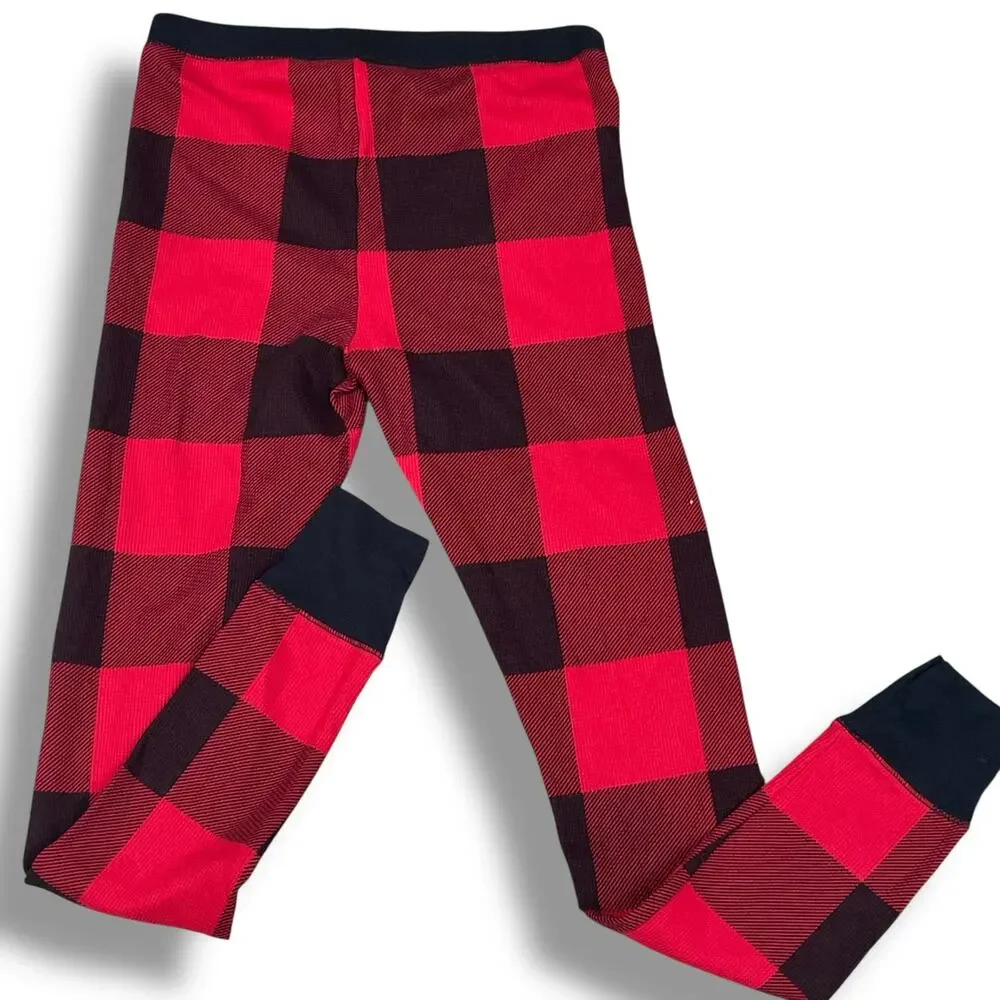 Old Navy Kids S Red Buffalo Plaid Thermal Leggings Bottoms Match the Fam Pants